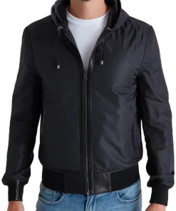 mens-black-faux-leather-motorcycle-bomber-jacket-with-hood