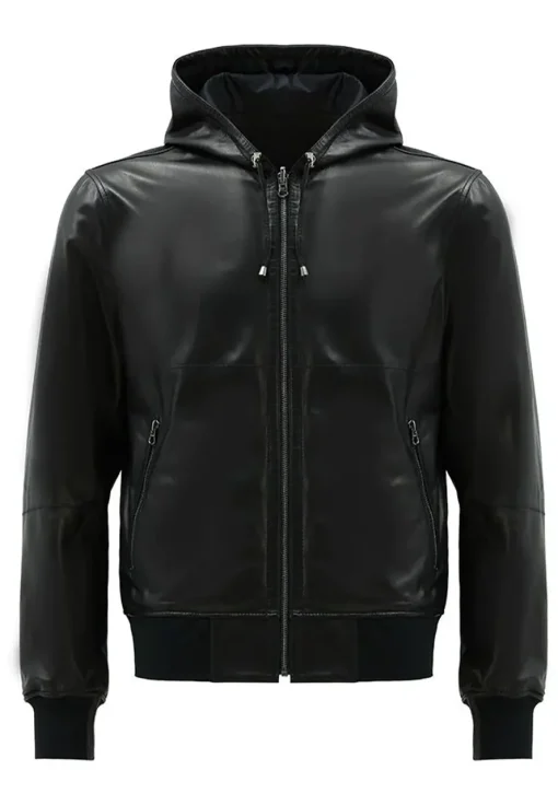 mens-black-faux-leather-motorcycle-bomber-jacket-with-hood