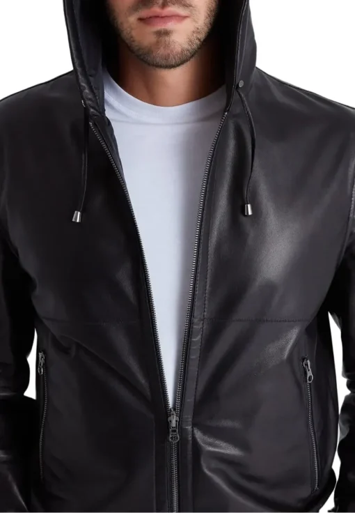 mens-black-faux-leather-motorcycle-bomber-jacket-with-hood