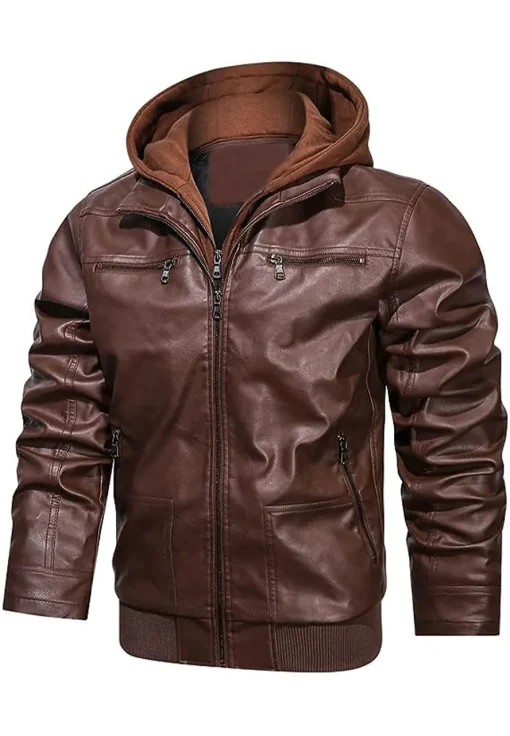 mens-brown-faux-leather-bomber-jacket-with-removable-hood