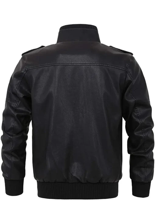 mens-casual-full-zip-black-faux-leather-bomber-jacket