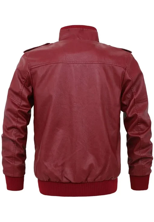 mens-casual-full-zip-maroon-faux-leather-bomber-jacket