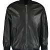 mens-classic-black-faux-leather-bomber-jacket