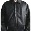 mens-classic-collar-black-faux-leather-bomber-jacket