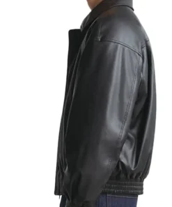 mens-classic-collar-black-faux-leather-bomber-jacket