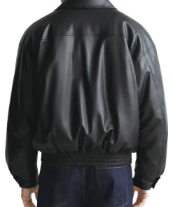 mens-classic-collar-black-faux-leather-bomber-jacket
