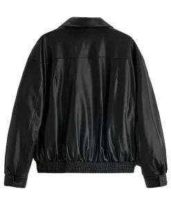 mens-classic-collar-black-faux-leather-bomber-jacket
