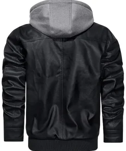 mens-coffee-faux-leather-bomber-jacket-with-removable-hood