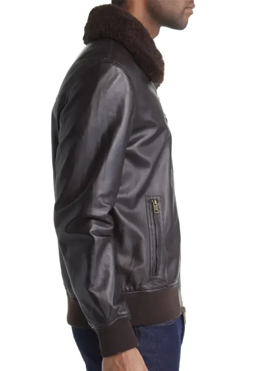 mens-dark-brown-faux-leather-bomber-jacket-with-shearling-collar