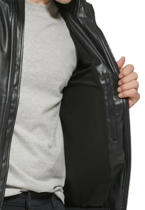 mens-elegant-black-faux-leather-bomber-jacket