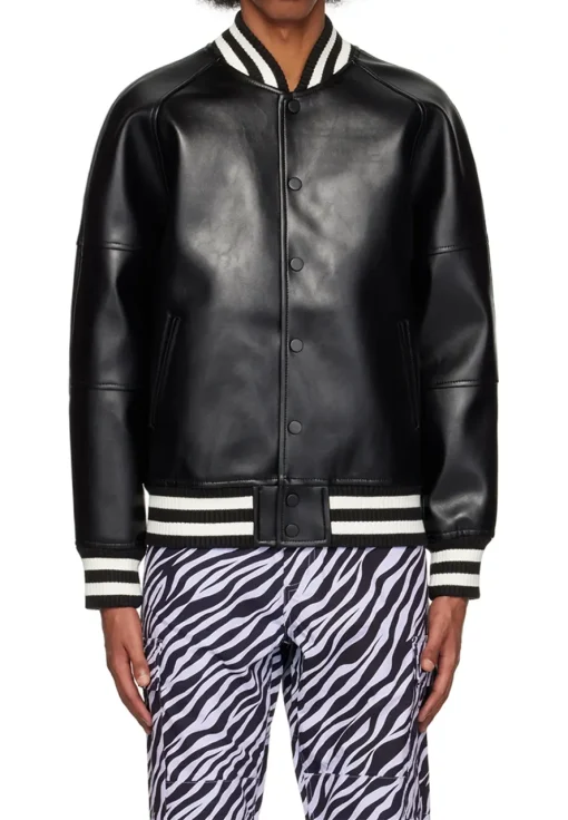mens-exclusive-black-faux-leather-bomber-jacket