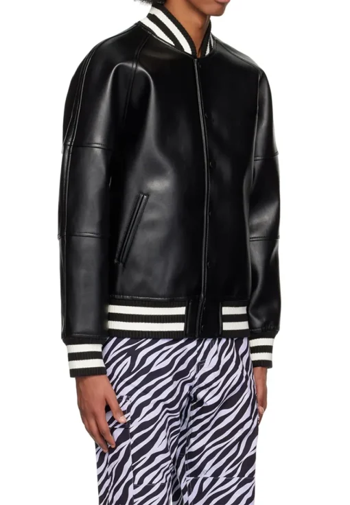 mens-exclusive-black-faux-leather-bomber-jacket