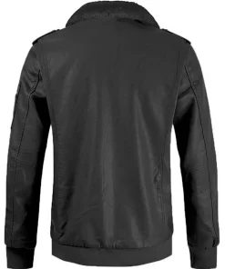 mens-fleece-lined-black-faux-leather-bomber-jacket