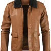 mens-fleece-lined-brown-faux-leather-bomber-jacket