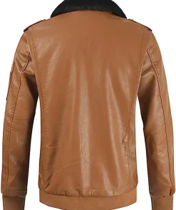 mens-fleece-lined-brown-faux-leather-bomber-jacket