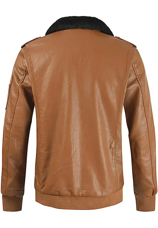 mens-fleece-lined-brown-faux-leather-bomber-jacket