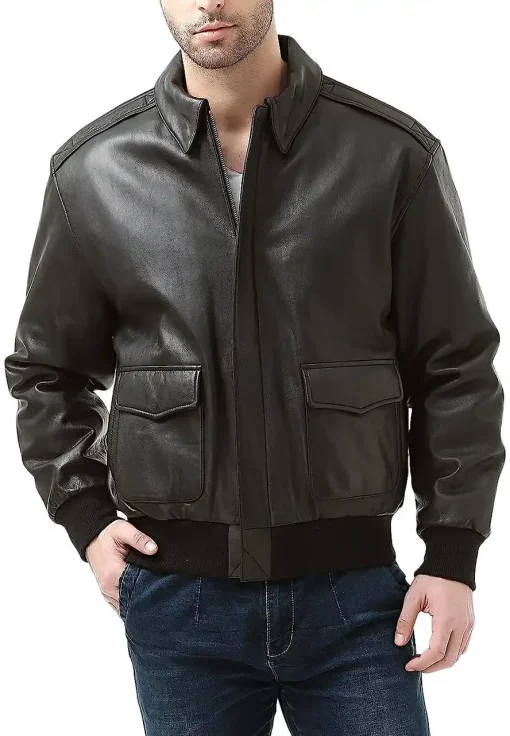 mens-flight-brown-faux-leather-bomber-jacket