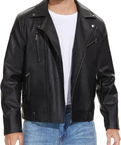 mens-lapel-collar-black-faux-leather-biker-jacket