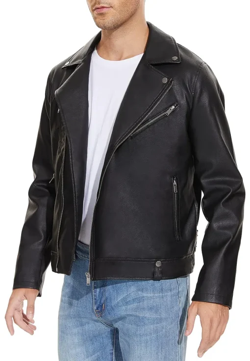 mens-lapel-collar-black-faux-leather-biker-jacket