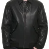 mens-laydown-collar-black-faux-leather-bomber-jacket