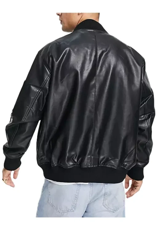 mens-oversized-black-faux-leather-bomber-jacket