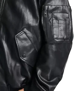 mens-oversized-black-faux-leather-bomber-jacket