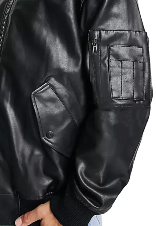 mens-oversized-black-faux-leather-bomber-jacket