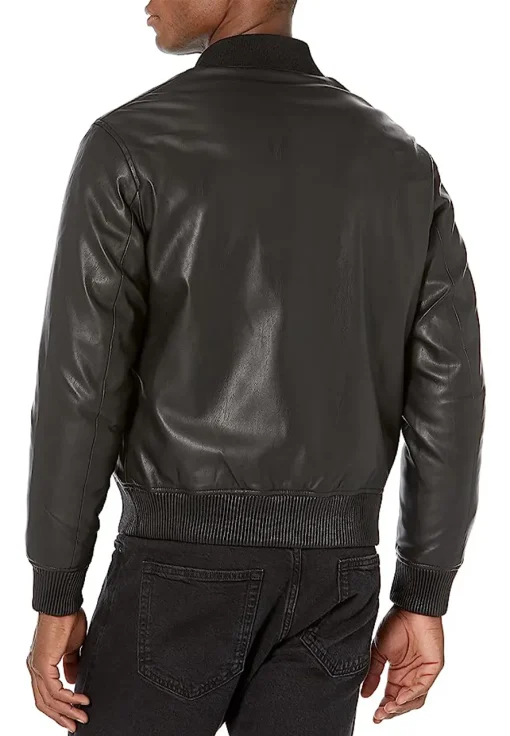 mens-retro-black-faux-leather-bomber-jacket
