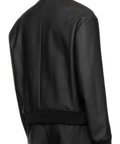mens-rib-trim-black-faux-leather-bomber-jacket