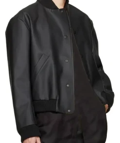 mens-rib-trim-black-faux-leather-bomber-jacket