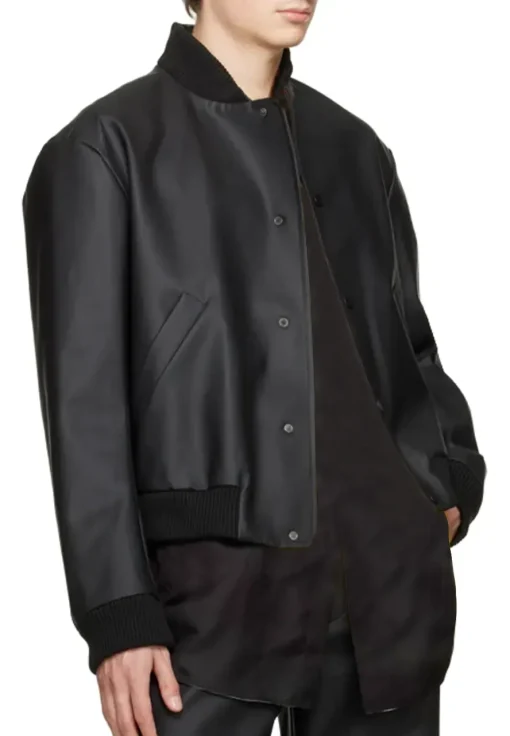 mens-rib-trim-black-faux-leather-bomber-jacket