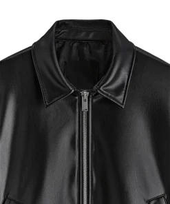 mens-shirt-collar-black-faux-leather-bomber-jacket