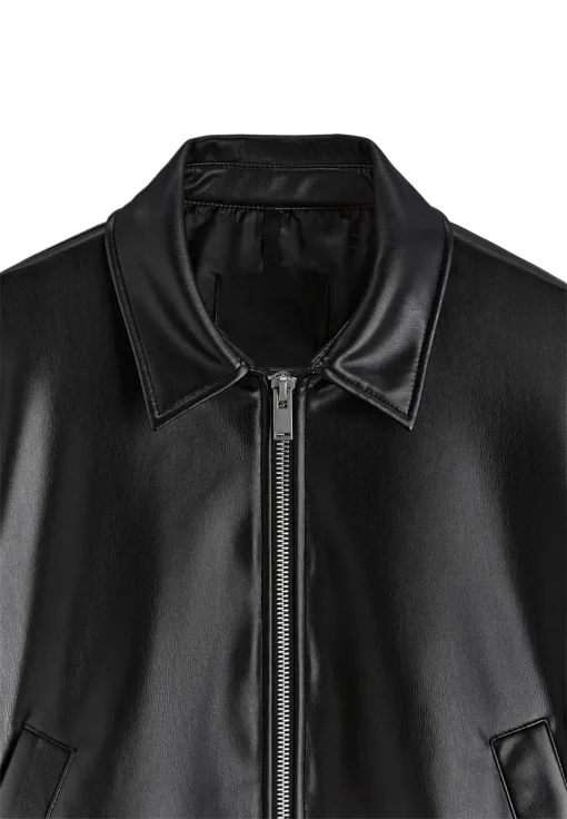 mens-shirt-collar-black-faux-leather-bomber-jacket
