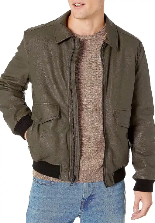 mens-shirt-collar-brown-faux-leather-bomber-jacket