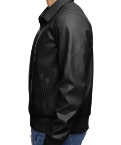 mens-smooth-black-faux-leather-bomber-jacket