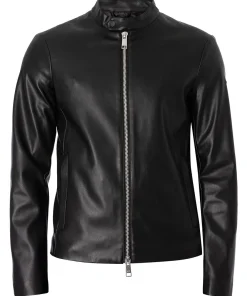 mens-snap-button-collar-black-faux-leather-jacket