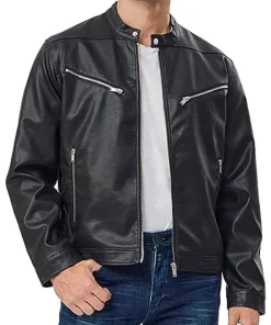 mens-stand-collar-black-faux-leather-biker-jacket
