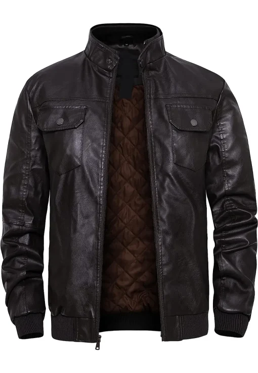 mens-stand-collar-coffee-faux-leather-slim-fit-bomber-jacket