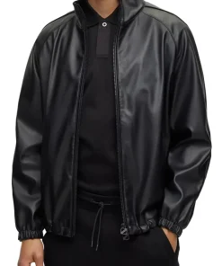 mens-stand-collar-faux-leather-black-bomber-jacket