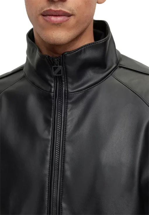 mens-stand-collar-faux-leather-black-bomber-jacket