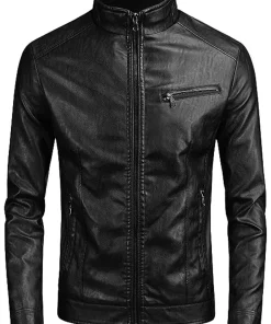 mens-vintage-black-faux-leather-moto-biker-jacket