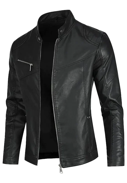 mens-zip-up-black-faux-leather-jacket