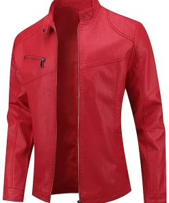 mens-zip-up-red-faux-leather-jacket