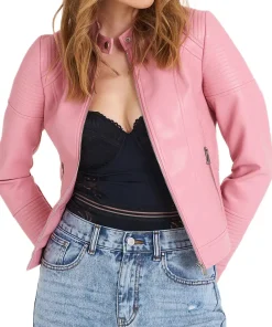 snap-tab-collar-womens-pink-faux-leather-biker-jacket