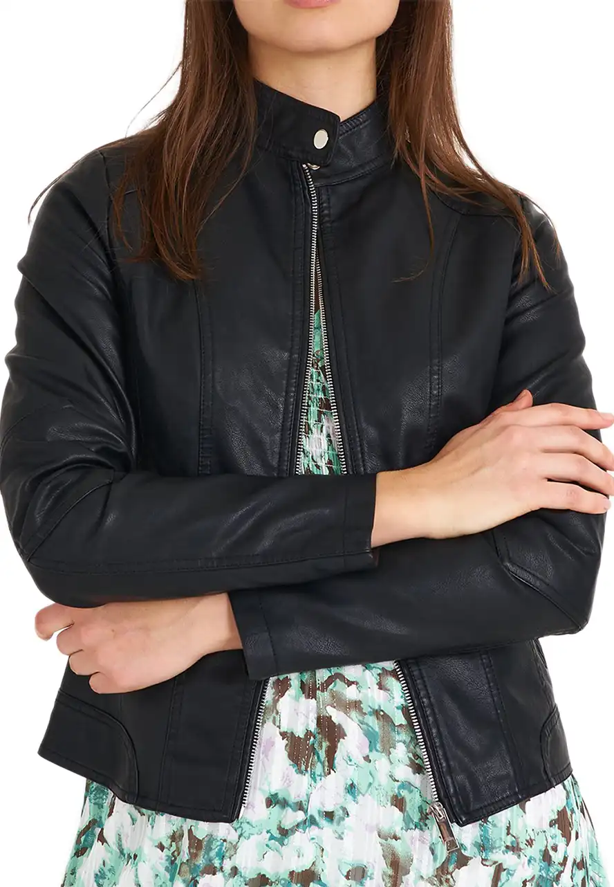 womens-black-faux-leather-basic-biker-jacket-3 womens-black-faux-leather-basic-biker-jacket