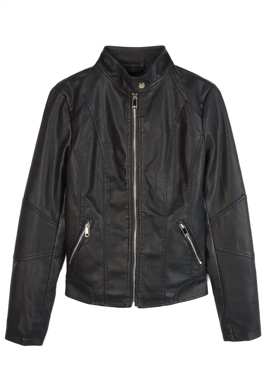 womens-black-faux-leather-basic-biker-jacket-5 womens-black-faux-leather-basic-biker-jacket