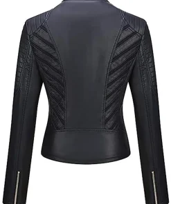 womens-black-faux-leather-casual-jacket