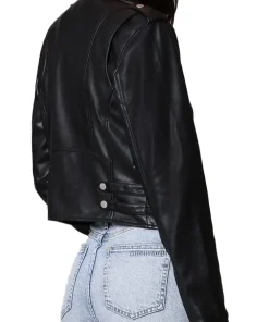 womens-branded-black-faux-leather-biker-jacket