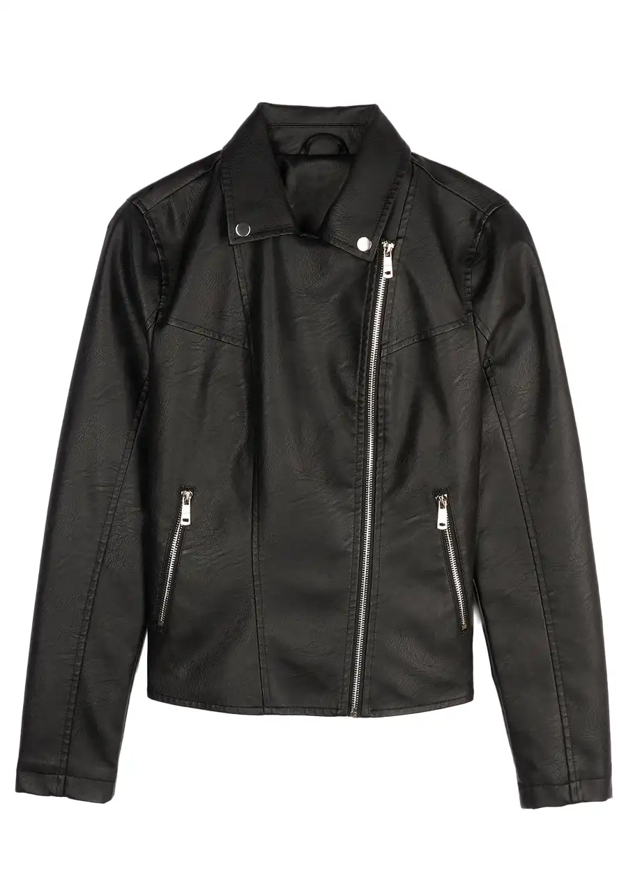 womens-casual-black-faux-leather-biker-jacket-5 womens-casual-black-faux-leather-biker-jacket
