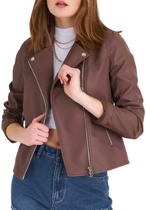 womens-casual-brown-faux-leather-biker-jacket